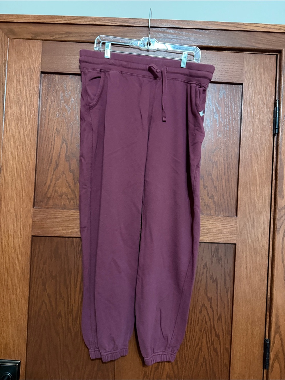 Pact Women's Maroon Drawstring Jogger Sweatpants